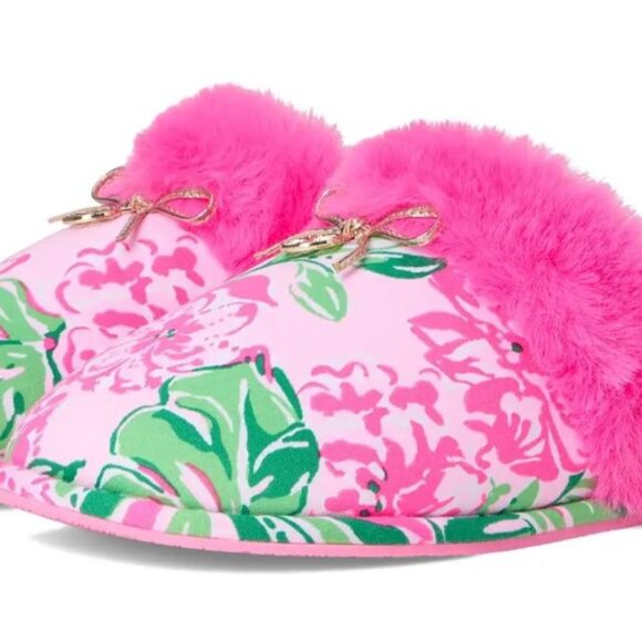 Lilly Pulitzer Women's Harte Bow Slippers, Conch Shell Pink Koala La La, 7/8 - Picture 1 of 6